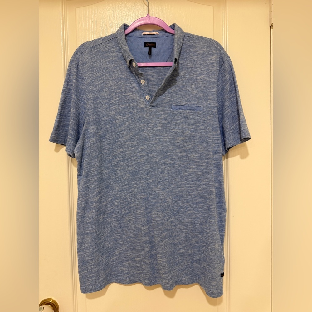 Good Man Brand Blue Heather Polo Shirt Men’s Size L Premium Cotton Casual